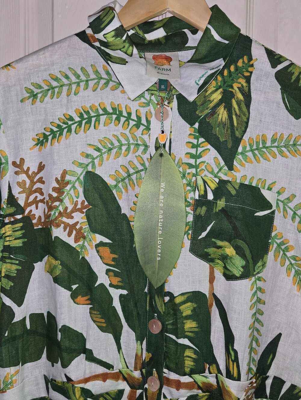 Farm Rio Tropical Forest Linen Jumpsuit XL NWT Brunch Weekend Chic - Picture 12 of 12